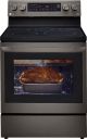 LG - 6.3 Cu. Ft. Freestanding Single Electric Convection Range w/ Air Fry and InstaView WideView Window - PrintProof Black Stainless Steel