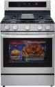 LG - 5.8 Cu. Ft. Freestanding Single Gas Convection Range w/ Wide InstaView Window and AirFry - PrintProof Stainless Steel