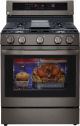 LG - 5.8 Cu. Ft. Freestanding Single Gas Convection Range w/ Wide InstaView Window and AirFry - PrintProof Black Stainless Steel