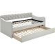 Click Decor - Carmina 3-Seat Fabric Daybed Sofa with Under-Bed Trundle - Beige