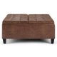 Simpli Home Harrison 36 inch Wide Traditional Square Coffee Table Storage Ottoman - Distressed Umber Brown