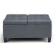 Simpli Home Harrison Contemporary Wood/Polyurethane Faux Leather Ottoman - Stone Gray