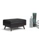Simpli Home Owen 34 inch Wide Mid Century Modern Rectangle Coffee Table Storage Ottoman - Distressed Black