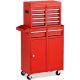 Costway 2 in 1 Tool Chest & Cabinet with 5 Sliding Drawers Rolling Garage Organizer - Red