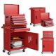 Costway 5-Drawer Rolling Tool Chest Cabinet Metal Tool Storage Box Lockable with Wheels - Red