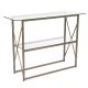 Alamont Home - Mar Vista Collection Glass Console Table with Criss Cross Matte Frame - Clear/Matte Gold