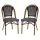Alamont Home - Bordeaux 2 Pack All-Weather Commercial Paris Chairs with Bamboo Print Frame - Black & White/Natural Frame