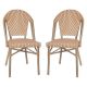 Alamont Home - Lourdes 2 Pack All-Weather Commercial Paris Chairs with Bamboo Print Frame - Natural & White/Light Natural Frame
