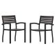 Alamont Home - Lark 2 Pack All-Weather Black Aluminum Patio Stack Chairs - Gray Wash Teak