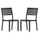 Alamont Home - Lark Set of 2 Outdoor Faux Teak Side Chairs with Poly Slats - Patio Chairs - Gray Wash Teak
