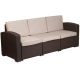Alamont Home - Seneca Faux Rattan Sofa with All-Weather Cushions - Chocolate Brown