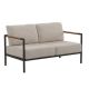 Alamont Home - Lea Indoor/Outdoor Patio Loveseat with Cushions - Modern Aluminum Framed Loveseat with Teak Accent Arms - Beige