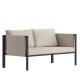 Alamont Home - Lea Indoor/Outdoor Loveseat with Cushions - Modern Steel Framed Chair with Storage Pockets - Light Gray