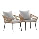 Alamont Home - Hensley All-Weather Rattan Wicker Patio Chairs with Cushions - 2 Pack - Natural/Gray