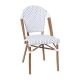 Alamont Home - Lourdes All-Weather Commercial Paris Chair with Bamboo Print Aluminum Frame - White & Gray/Natural Frame