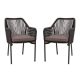 Alamont Home - Kallie Woven Indoor/Outdoor Stacking Club Chairs in Black - Gray Cushions-Set of 2 - Black/Gray