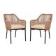 Alamont Home - Kallie Woven Indoor/Outdoor Stacking Club Chairs in Natural - Ivory Cushions-Set of 2 - Natural/Ivory