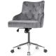 Costway Velvet Office Chair Tufted Upholstered Swivel Computer Desk Chair w/ Nailed Trim - Gray
