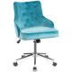 Costway Velvet Office Chair Upholstered Swivel Computer Task Chair - Turquoise