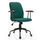Costway Velvet Home Office Chair Swivel Adjustable Task Chair w/ Wooden Armrest - Green