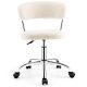 Costway Computer Desk Chair Adjustable Faux Fur Office Chair Swivel Vanity Chair - White