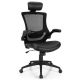 Costway Mesh Back Adjustable Swivel Office Chair w/ Flip up Arms Leather Seat - Black