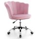 Costway Velvet Petal Shell Office Chair Adjustable Swivel Accent Vanity Armchair - Pink