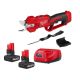 Milwaukee M12 12V Lithium-Ion Cordless Brushless Pruner Shears w/(2) 5.0 Ah High Output Battery, Charger 2534-20-48-59-2450P