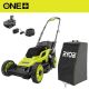 RYOBI ONE+18V 13 in. Cordless Battery Walk Behind Push Lawn Mower w/ Weatherproof UV Resistant Cover, 4.0 Ah Battery & Charger P1180-ACMC01