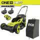 RYOBI ONE+ HP 18V Brushless 16 in. Cordless Walk Behind Push Mower w/ UV Resistant Cover, (2) 4.0 Ah Batteries & (1) Charger P1190-ACMC01