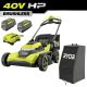 RYOBI 40V HP Brushless 21 in. Cordless Walk Behind Self-Propelled Mower w/ UV Resistant Cover, (2) 6.0Ah Batteries and Charger RY40HPLM01K2-ACMC02