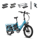 Lectric eBikes - XPedition2 Dual-Battery eBike (Max 120mi/28mph) + XL Pannier Bags/Orbitor/Headlight/Running Boards/Seat Post/Cushions - Raindrop Blue