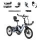 Lectric eBikes - XP Trike2 750 Foldable Long-Range eBike (Max 70mi/17mph) + Cargo Package/Support Seat/Seat Post/Headlight/Mirrors/Lock - Glacier Blue