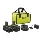 RYOBI 18-Volt ONE+ Lithium-Ion High Capacity 4.0 Ah Battery (2-Pack) Starter Kit with Charger and Bag