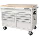 Husky 46 in. W x 25 in. D Standard Duty 9-Drawer Mobile Workbench Cabinet with Solid Wood Top in Gloss White