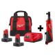 Milwaukee M12 12-Volt Lithium-Ion Cordless 3/8 in. Ratchet Kit W/ Two 4.0 Ah Batteries , Charger & Tool Bag