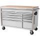 Husky 52 in. W x 24.5 in. D Standard Duty 10-Drawer Mobile Workbench Tool Chest with Solid Wood Top in Gloss White
