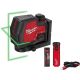 Milwaukee 100 ft. REDLITHIUM Lithium-Ion USB Green Rechargeable Cross Line Laser Level w/ USB Charger & Portable Power Source Kit