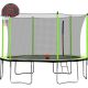 maocao hoom 14 ft. Round Backyard Trampoline with Safety Enclosure, Basketball Hoop and Ladder in Green