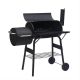SUGIFT Charcoal Grill with Offset Smoker and Side Table in Black Plus a Cover