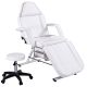Siavonce White Massage Leather Chair Esthetician Bed with Hydraulic Stool, Multi-Purpose 3-Section Facial Bed Table, Adjustable