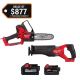 Milwaukee M18 FUEL 8 in. 18V Lithium-Ion Brushless Electric Cordless Chainsaw HATCHET w/M18 Sawzall, 6.0 Ah, 5 Ah Battery (2-Tool)