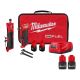 Milwaukee M12 FUEL 12V Lithium-Ion 1/4 in. Cordless Right Angle Die Grinder Kit w/1/4 in. Straight Die Grinder & 2.5 Ah Batteries