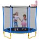 Siavonce 5.5 ft. Trampoline for Kids 65 in. Outdoor & Indoor Mini Toddler Trampoline w/Enclosure Basketball Hoop & Ball Included
