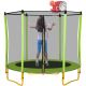 Siavonce 5.5 ft. Trampoline for Kids - 65 in. Outdoor & Indoor Mini Toddler Trampoline w/Enclosure, Basketball Hoop & Ball, Green