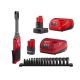 Milwaukee M12 FUEL INSIDER 12V Lithium-Ion Brushless Cordless 1/4in-3/8in Extended Reach Box Ratchet Kit w/ M12 4.0Ah Starter Kit