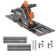 RIDGID 18V Brushless Cordless Track Saw (Tool Only) with (4) 27.5 in. Tracks and (3) Track Saw Clamps