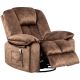CSC DECOR INC Brown Velvet Manual Swivel Rocker Recliner Chair Heating Massage Chair with USB and Cup Holders