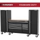 Husky Modular Tool Storage 92 in. W Standard Duty Black Mobile Workbench Cabinet with (2) 20 in. Side Lockers