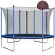 maocao hoom 10 ft. Round Backyard Large Trampoline with Safety Enclosure, Basketball Hoop and Ladder in Blue